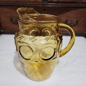 Anchor Hocking Heritage Hill Honey Gold Pitcher 2qt Ice Lip amber honeycomb 9"